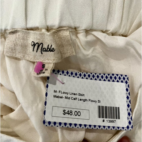 Mabel Cream Ivory Flowy Mid Calf Length Skirt Size Small Waist 26 - Picture 11 of 12